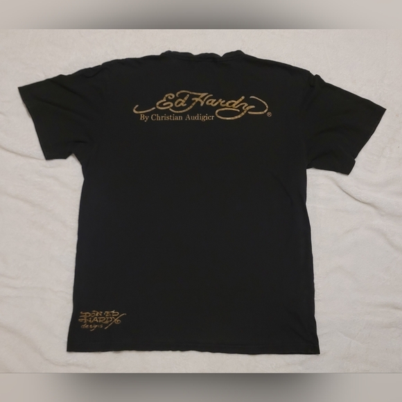 Y2K Vintage Ed Hardy "Death Before Dishonor" T-Shirt Authentic Serialized Tag XL - Picture 2 of 9